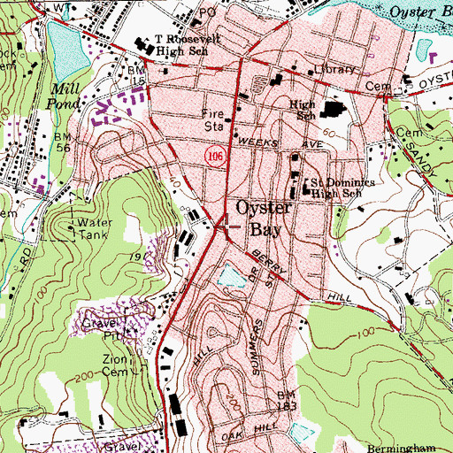 Topographic Map of Oyster Bay, NY