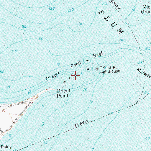Topographic Map of Oyster Pond Reef, NY