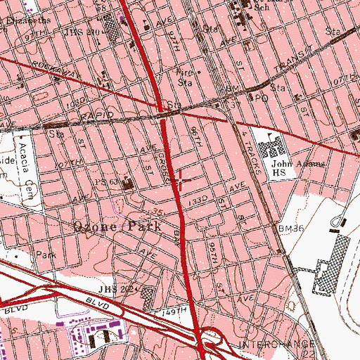 Topographic Map of Ozone Park, NY