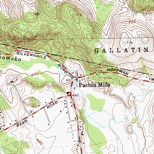 Topographic Map of Pachin Mills, NY