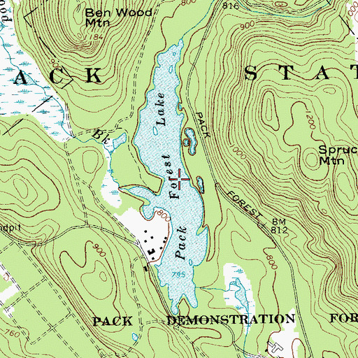 Topographic Map of Pack Forest Lake, NY