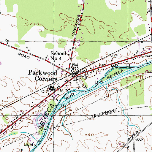 Topographic Map of Packwood Corners, NY