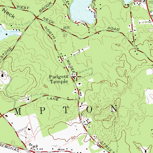 Topographic Map of Padgett Temple, NY