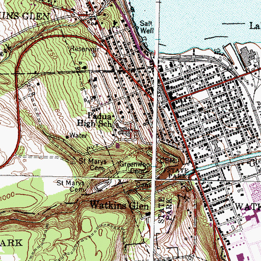 Topographic Map of Padua High School (historical), NY