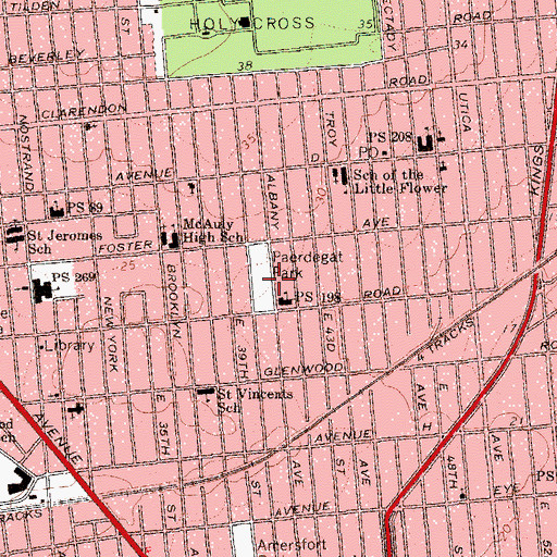 Topographic Map of Paerdegat Park, NY