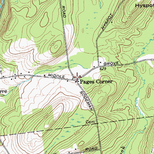Topographic Map of Pages Corner, NY