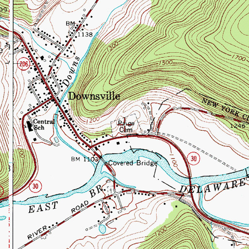 Topographic Map of Paige Cemetery, NY
