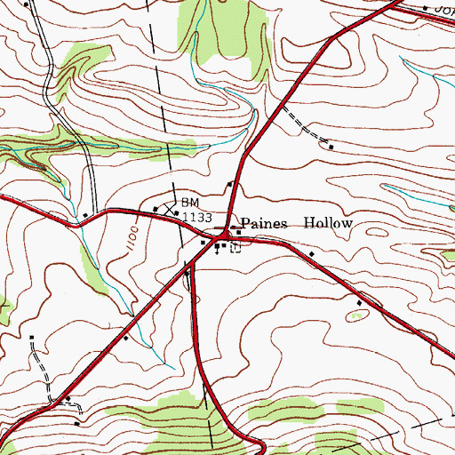 Topographic Map of Paines Hollow, NY