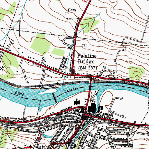 Topographic Map of Palatine Bridge, NY