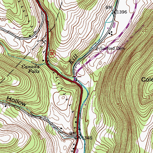 Topographic Map of Palmer Hollow, NY