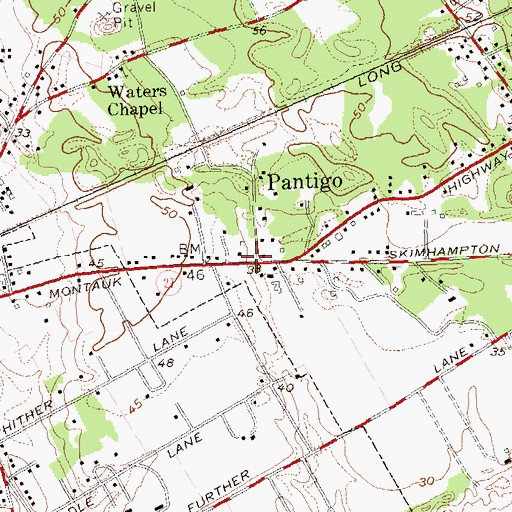 Topographic Map of Pantigo, NY