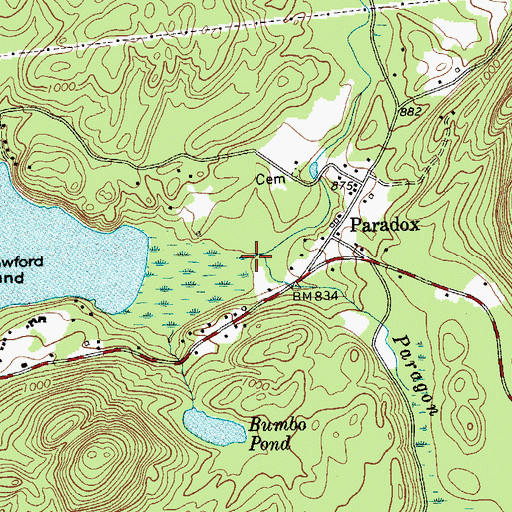 Topographic Map of Paradox Creek, NY