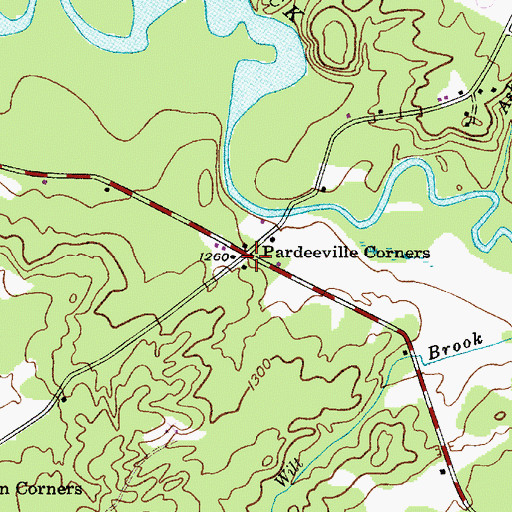 Topographic Map of Pardeeville Corners, NY