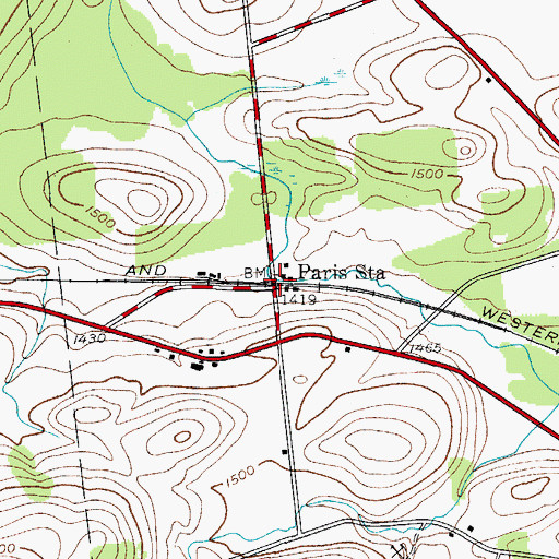 Topographic Map of Paris Station, NY