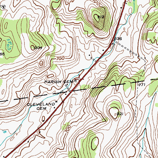 Topographic Map of Parish Cemetery, NY