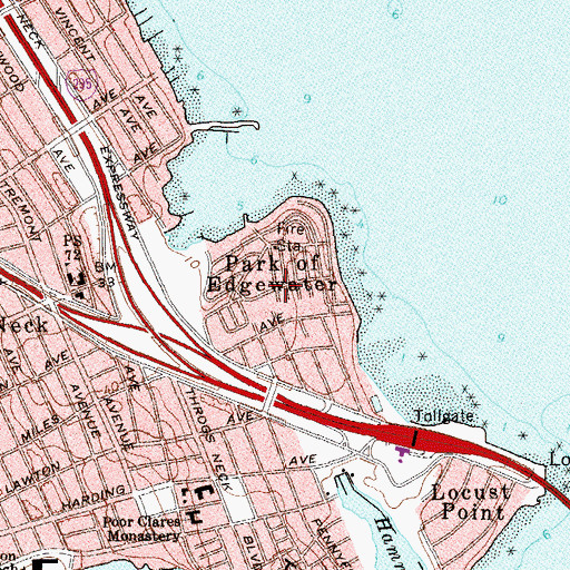 Topographic Map of Park of Edgewater, NY