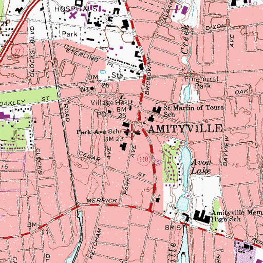 Topographic Map of Park Avenue School, NY