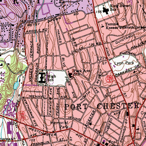 Topographic Map of Park Avenue School, NY