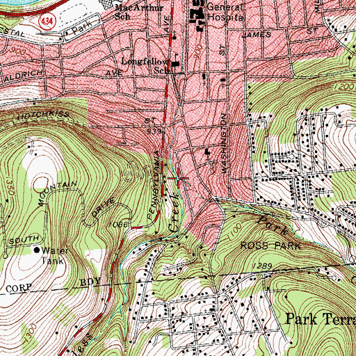 Topographic Map of Park Creek, NY