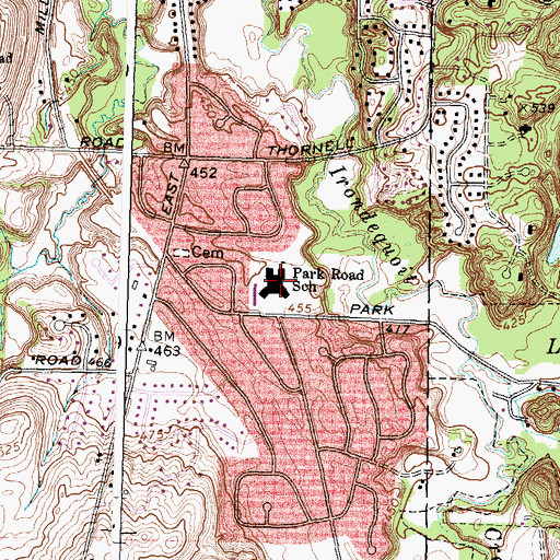 Topographic Map of Park Road School, NY