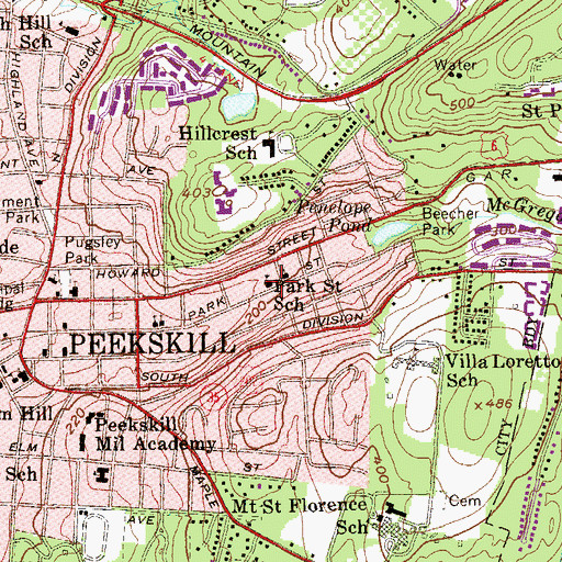 Topographic Map of Park Street Secondary Alternative School, NY