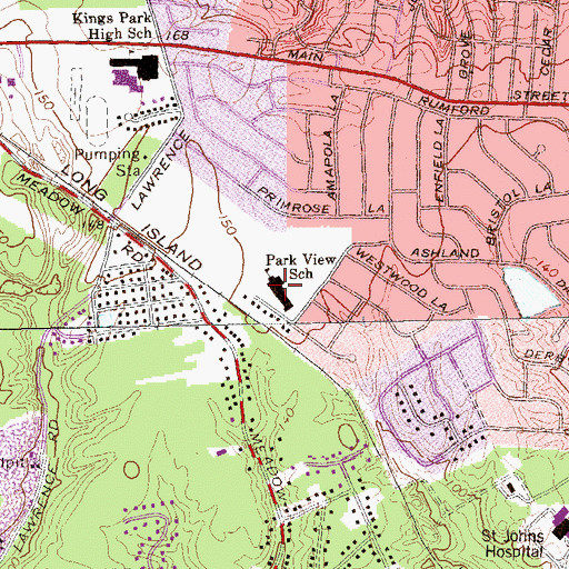 Topographic Map of Parkview Elementary School, NY