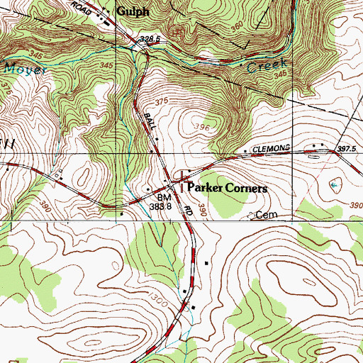 Topographic Map of Parker Corners, NY