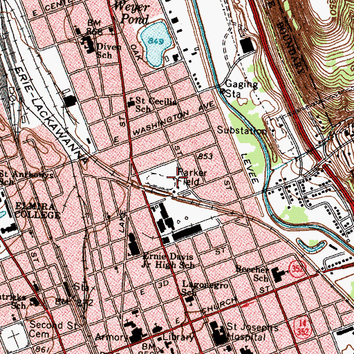 Topographic Map of Parker Field, NY