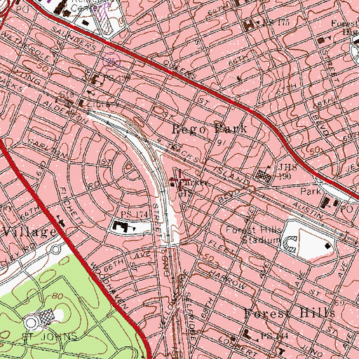 Topographic Map of Parker High School, NY