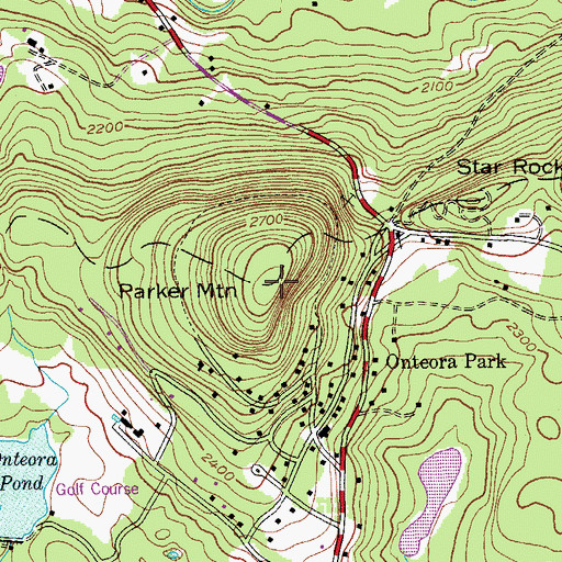 Topographic Map of Parker Mountain, NY