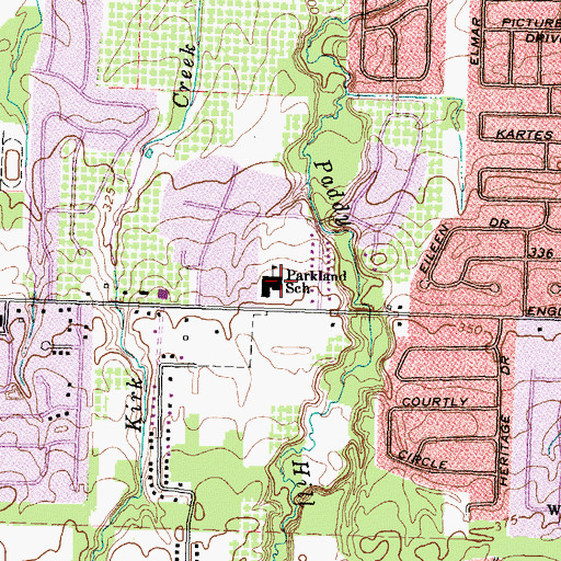 Topographic Map of Parkland Elementary School Campus, NY