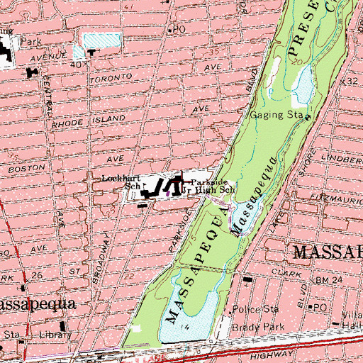 Topographic Map of Parkside Junior High School, NY