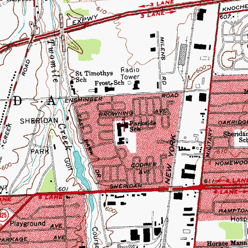 Topographic Map of Parkside School, NY