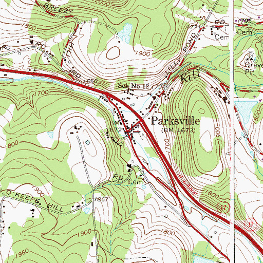 Topographic Map of Parksville, NY