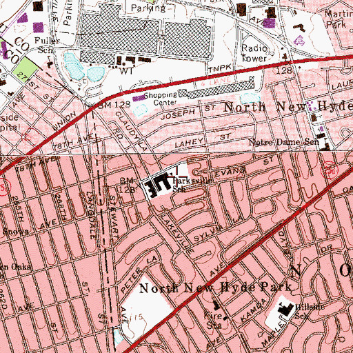Topographic Map of Parksville School, NY