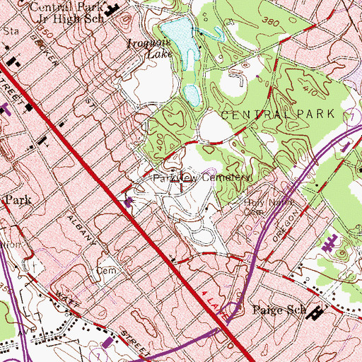 Topographic Map of Park View Cemetery, NY