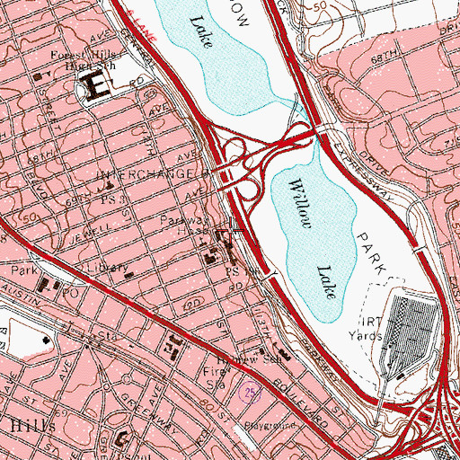 Topographic Map of Parkway Hospital (historical), NY