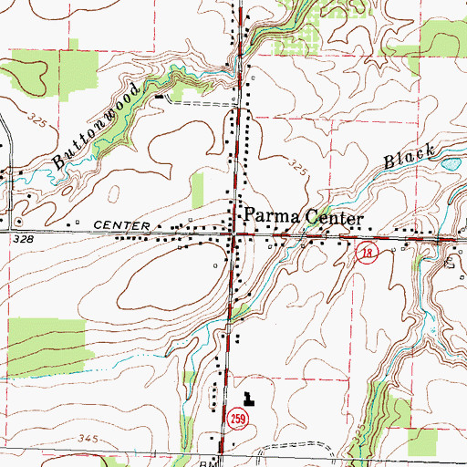 Topographic Map of Parma Center, NY