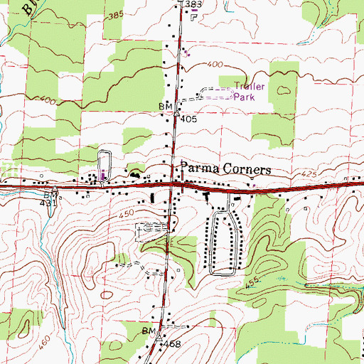 Topographic Map of Parma Corners, NY