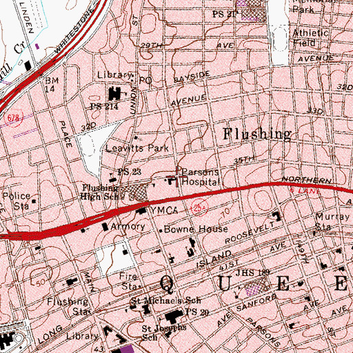 Topographic Map of Parsons Hospital (historical), NY