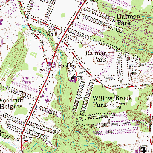 Topographic Map of Pashley Elementary School, NY