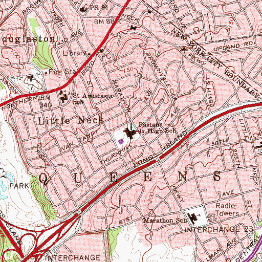 Topographic Map of Middle School 67, NY