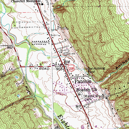 Topographic Map of Patchin, NY