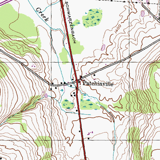 Topographic Map of Patchinville, NY