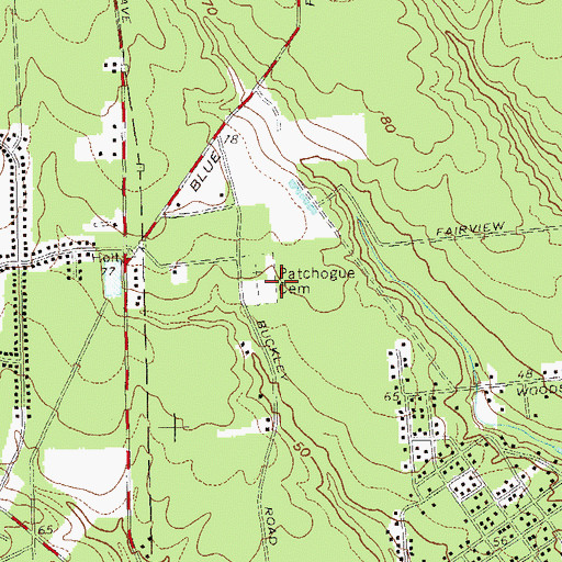 Topographic Map of Patchogue Cemetery, NY