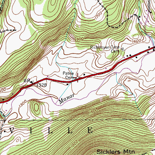 Topographic Map of Patrie Cemetery, NY