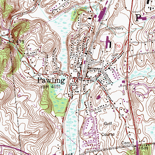 Topographic Map of Pawling, NY