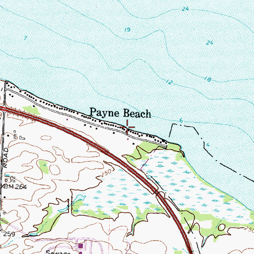 Topographic Map of Payne Beach, NY