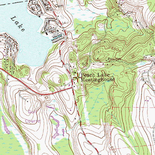 Topographic Map of Peach Lake Meetinghouse, NY