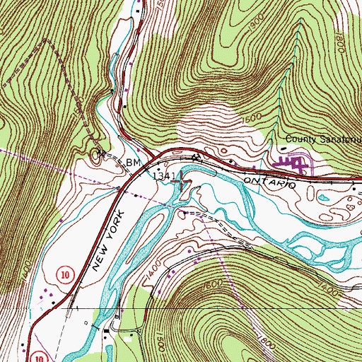 Topographic Map of Peaks Brook, NY